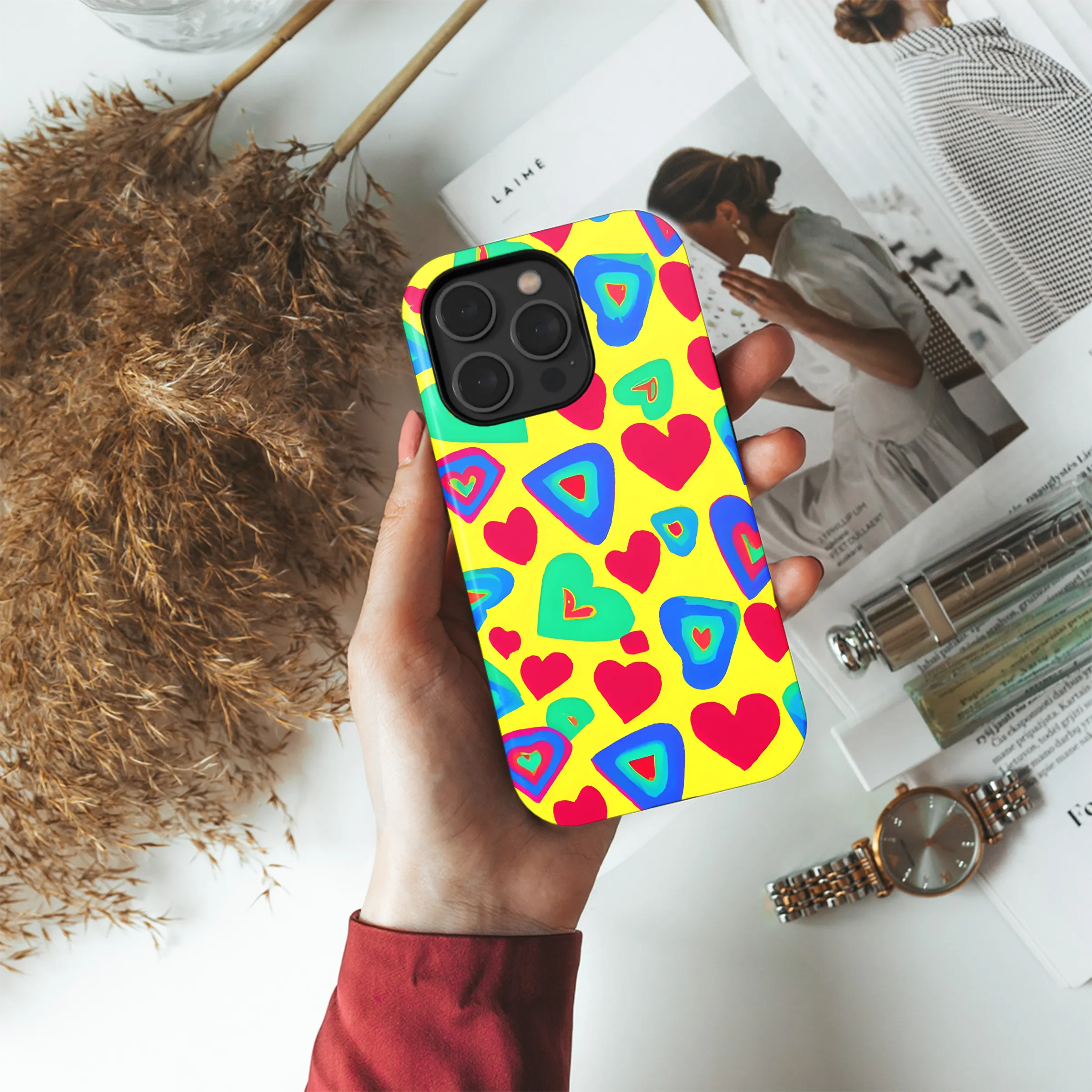 70s Style Hearts Phone Case iPhone Samsung Cover Pixel 3603