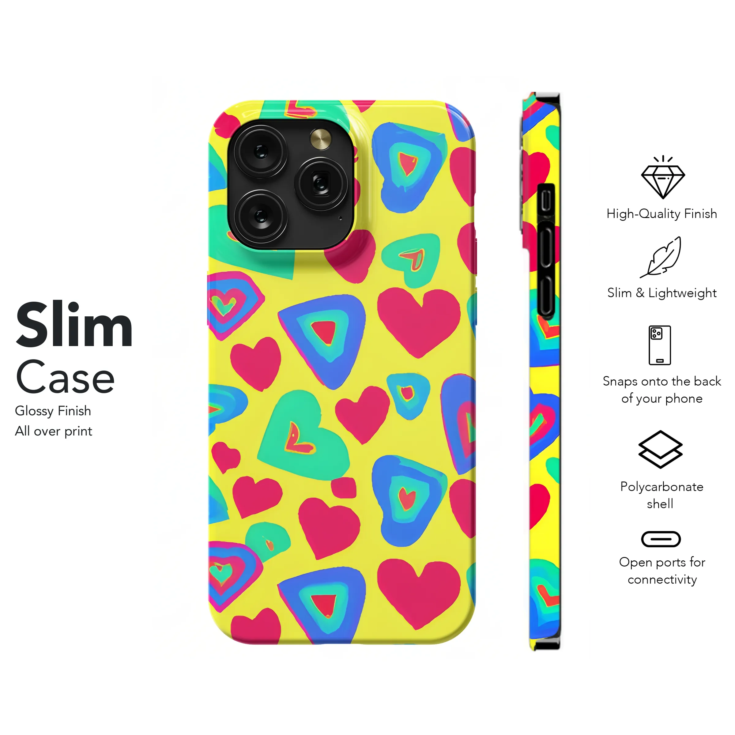 70s Style Hearts Phone Case iPhone Samsung Cover Pixel 3603