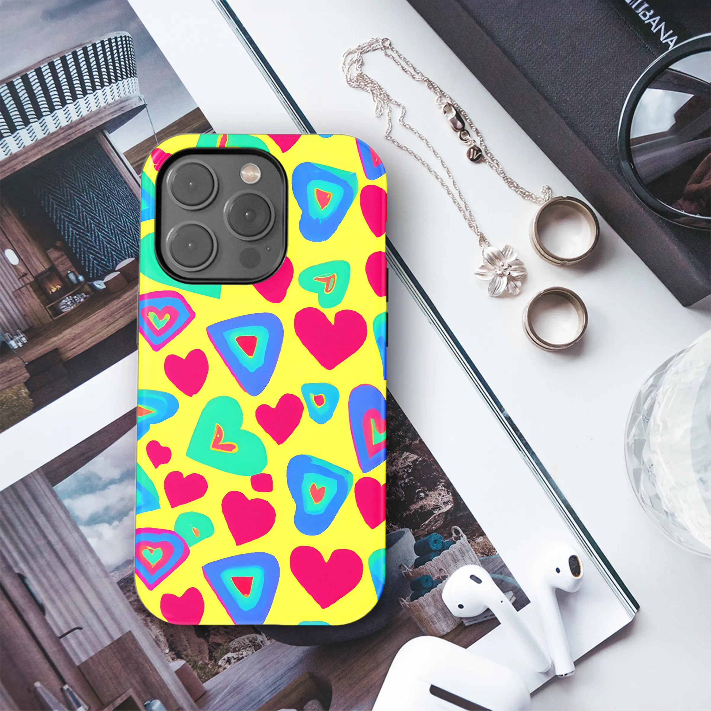 70s Style Hearts Phone Case iPhone Samsung Cover Pixel 3603