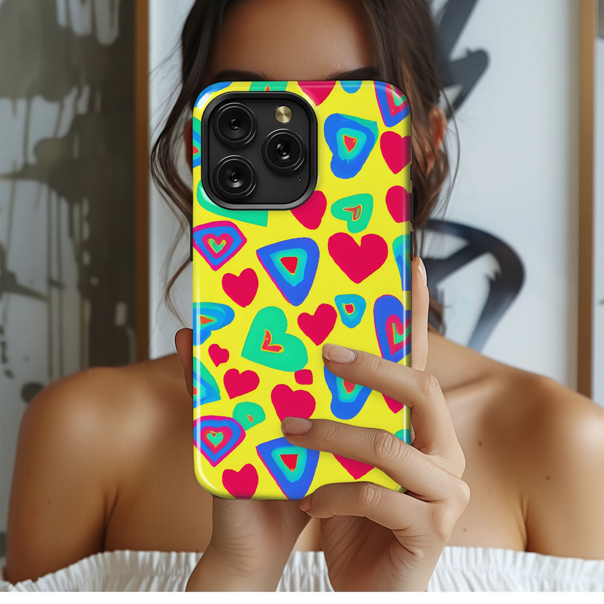 70s Style Hearts Phone Case iPhone Samsung Cover Pixel 3603