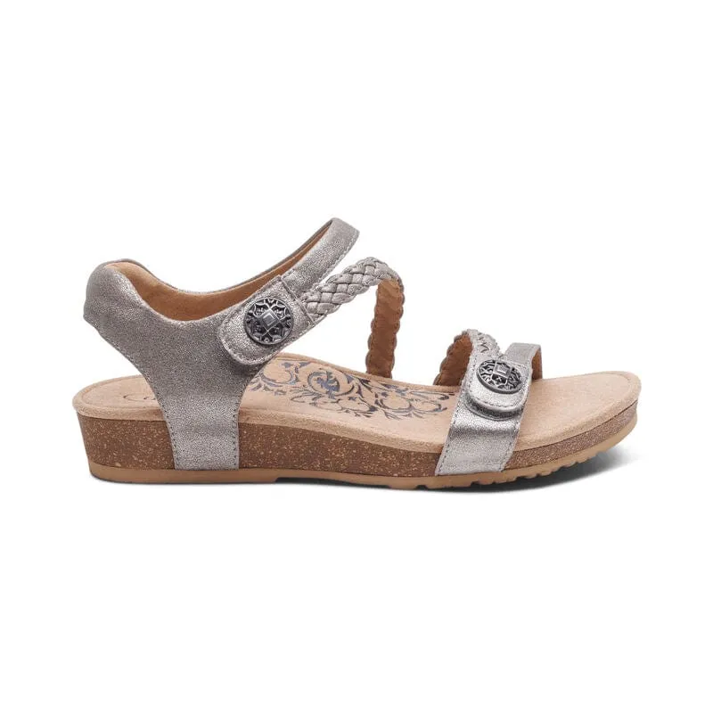 Aetrex Women's Jillian Sandals- Brushed Silver