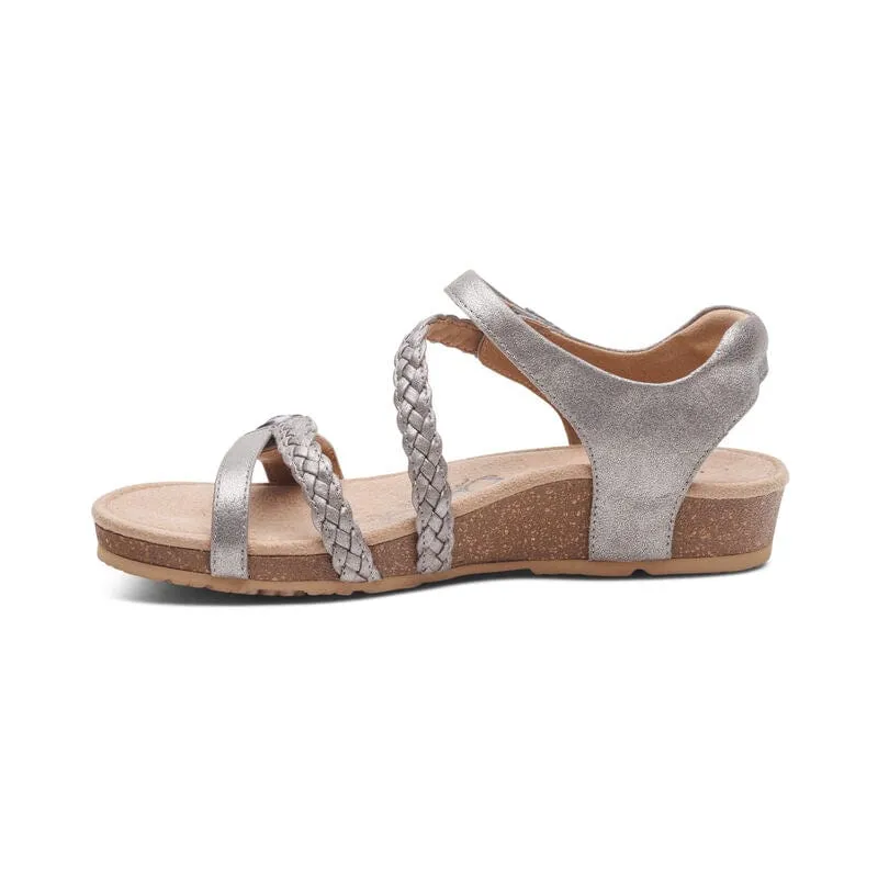 Aetrex Women's Jillian Sandals- Brushed Silver