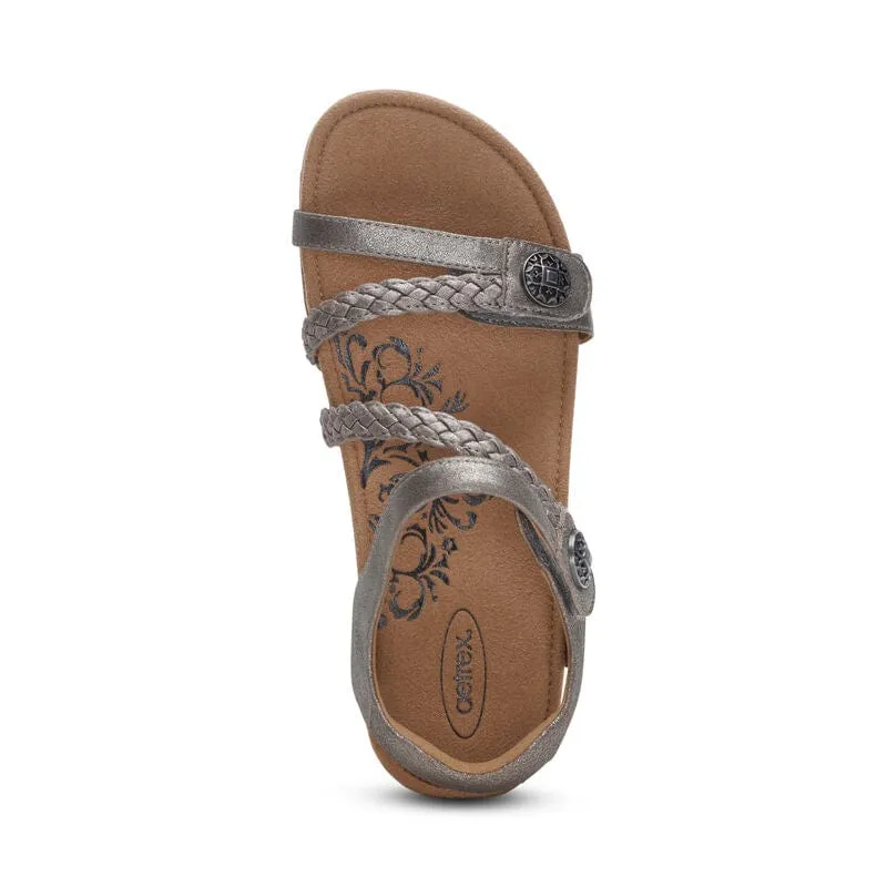 Aetrex Women's Jillian Sandals- Brushed Silver
