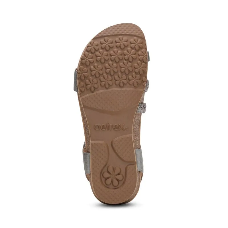 Aetrex Women's Jillian Sandals- Brushed Silver