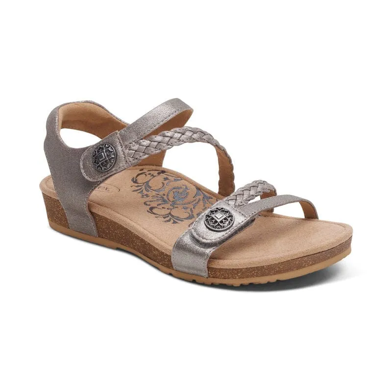 Aetrex Women's Jillian Sandals- Brushed Silver
