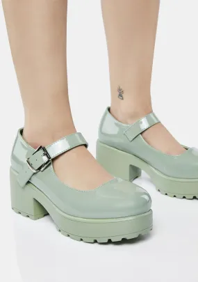 Army Green Tira Mary Janes