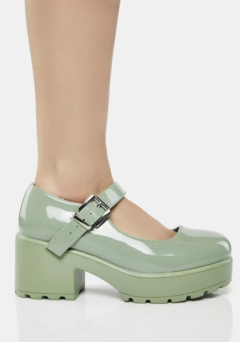 Army Green Tira Mary Janes