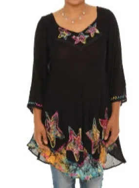 Black & Red Star Three-Quarter Sleeve Lace