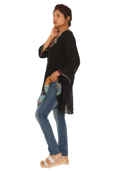 Black & Red Star Three-Quarter Sleeve Lace
