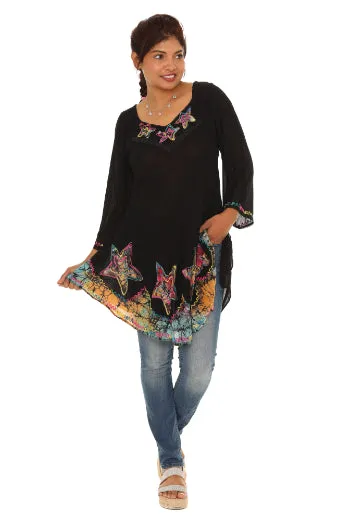 Black & Red Star Three-Quarter Sleeve Lace