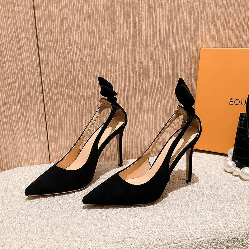 Black sweet back bowtie slingback stiletto high heels pumps | Sexy bunny ears high heels