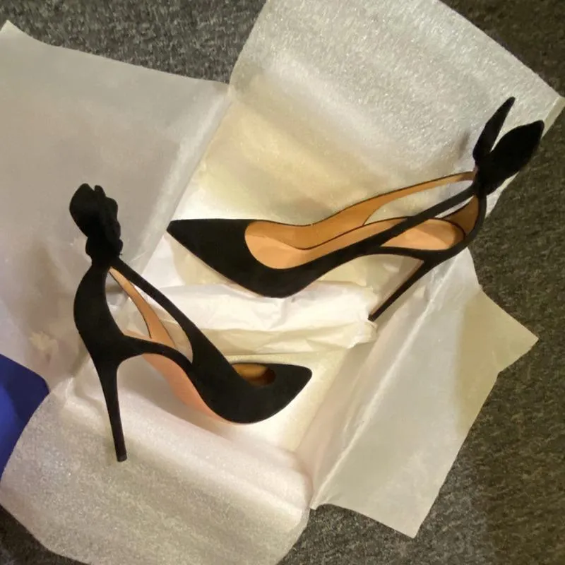 Black sweet back bowtie slingback stiletto high heels pumps | Sexy bunny ears high heels