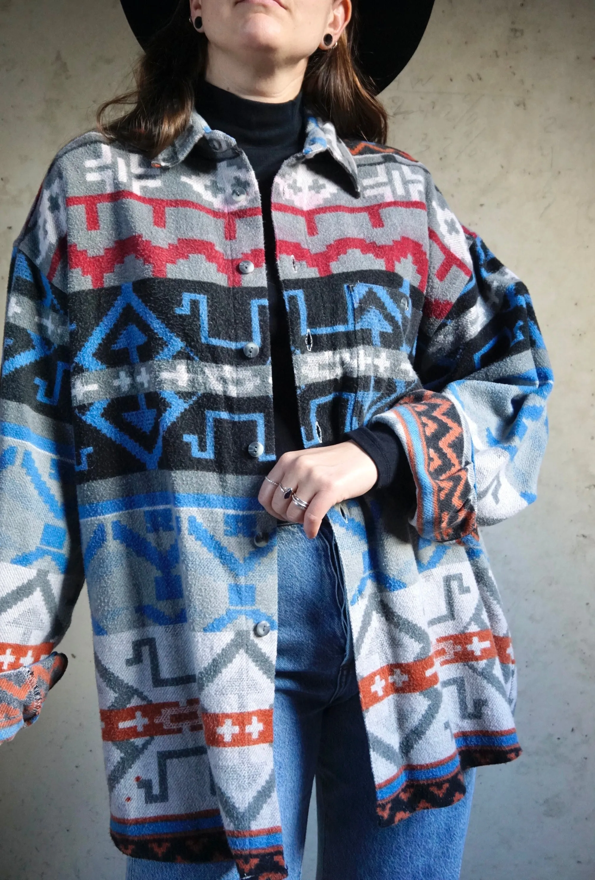 Blue comfort- Vintage Flanel blouse - Unisex - XL