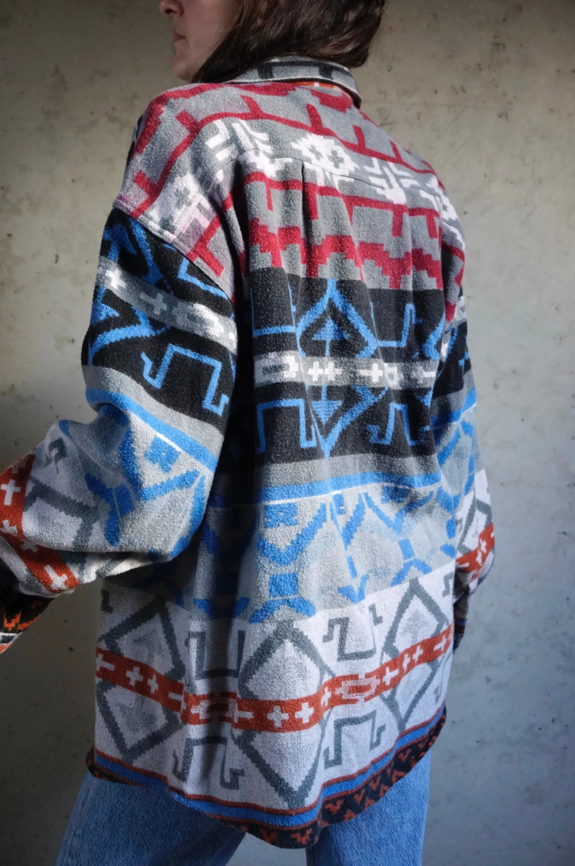Blue comfort- Vintage Flanel blouse - Unisex - XL