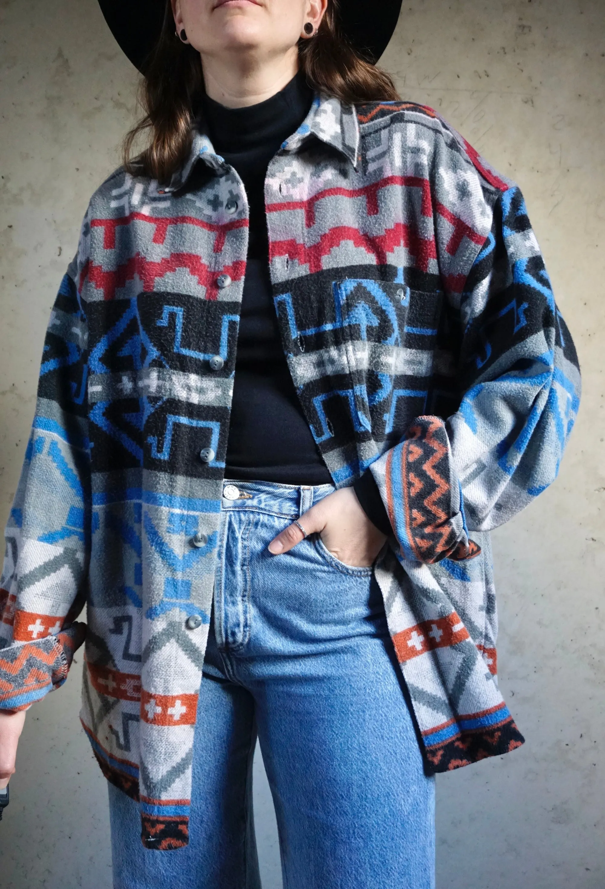 Blue comfort- Vintage Flanel blouse - Unisex - XL