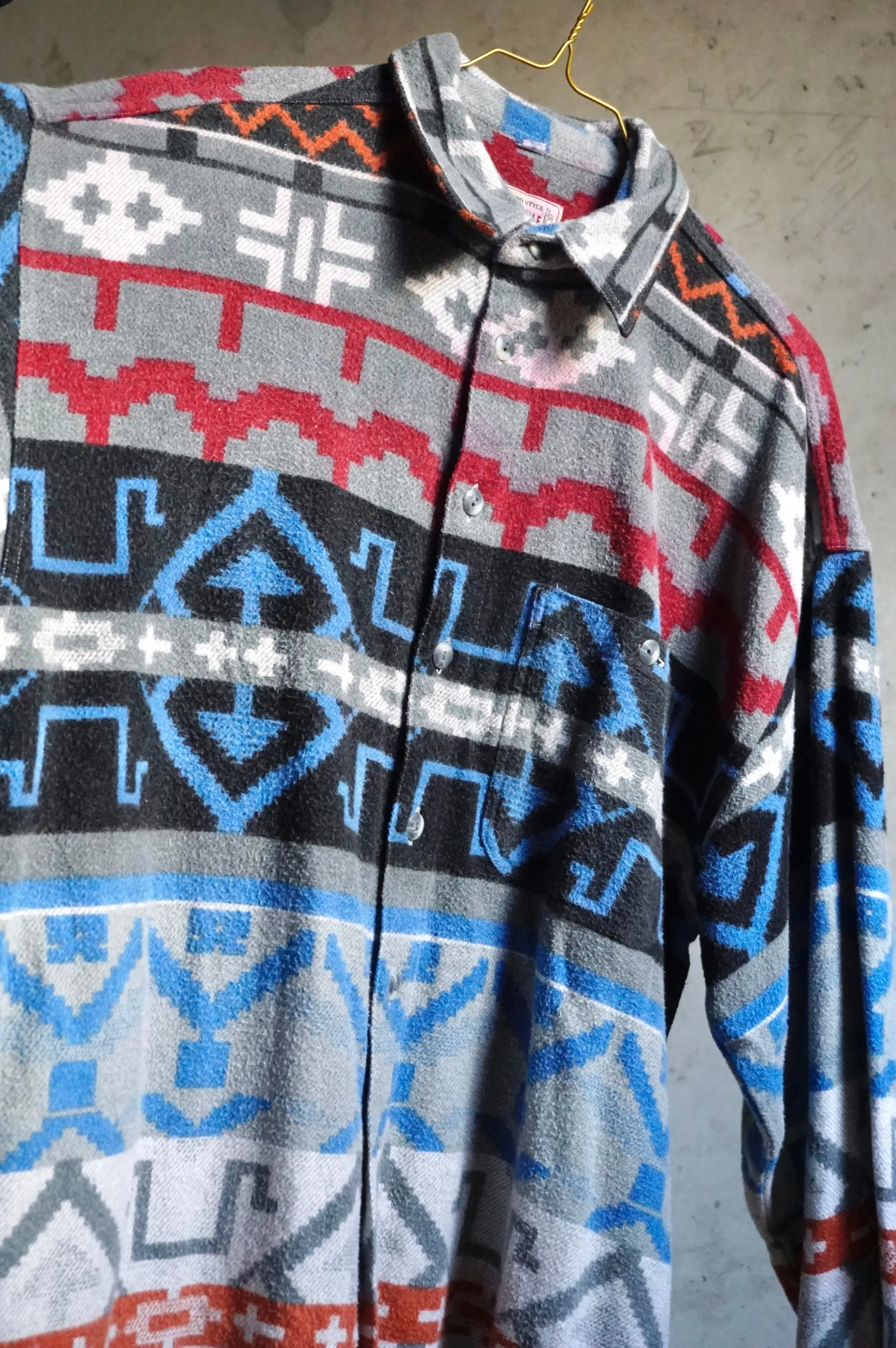 Blue comfort- Vintage Flanel blouse - Unisex - XL