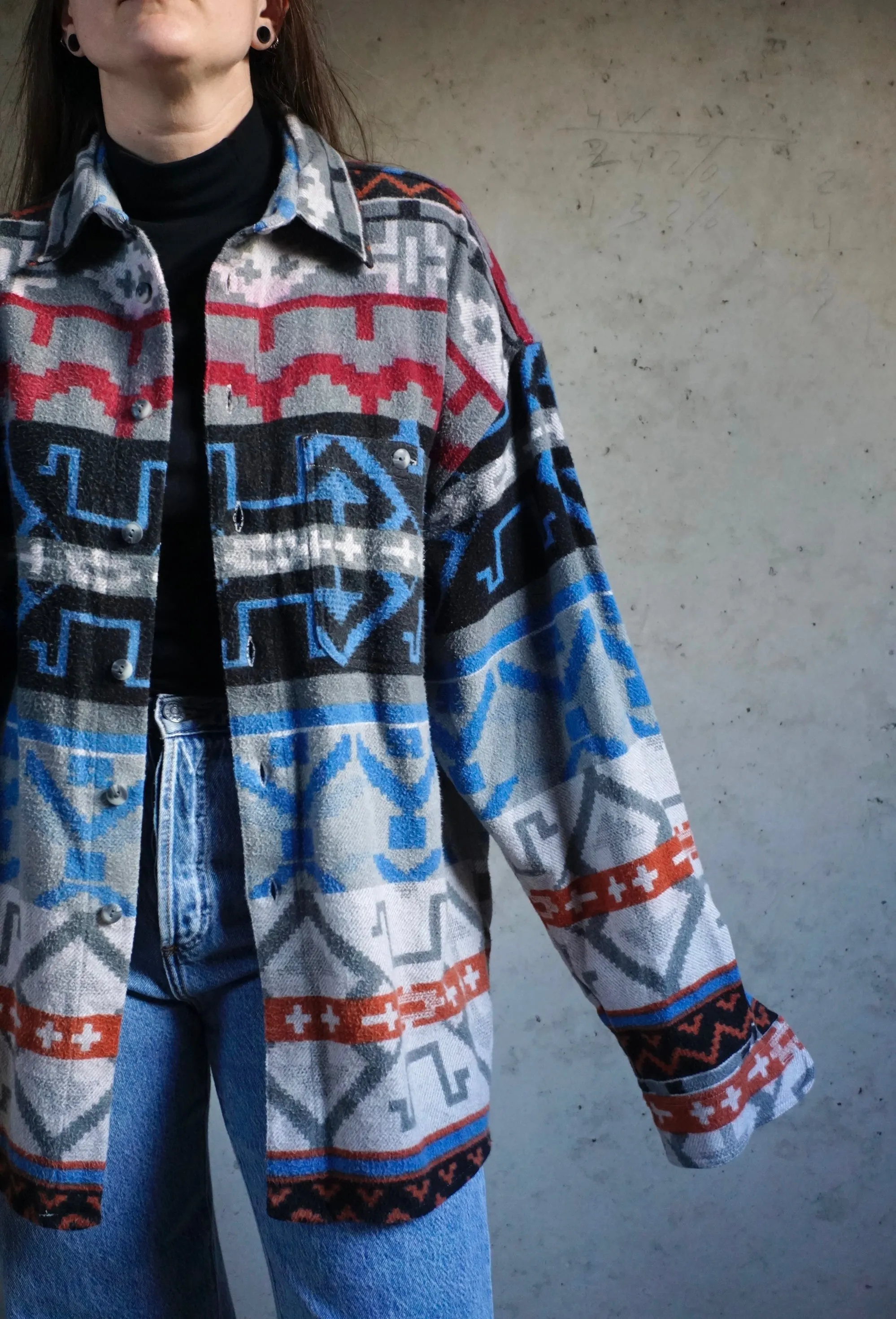 Blue comfort- Vintage Flanel blouse - Unisex - XL