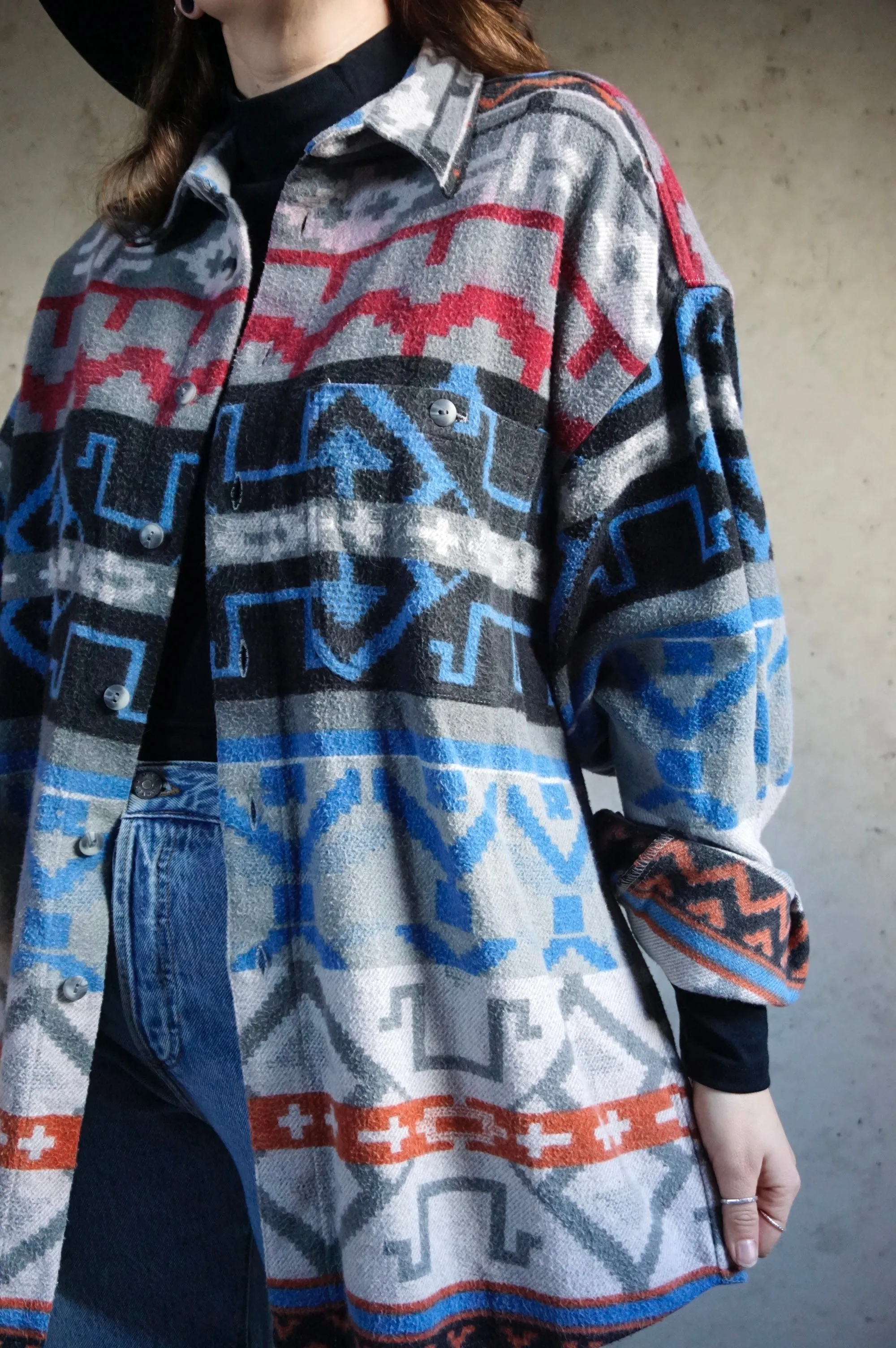 Blue comfort- Vintage Flanel blouse - Unisex - XL