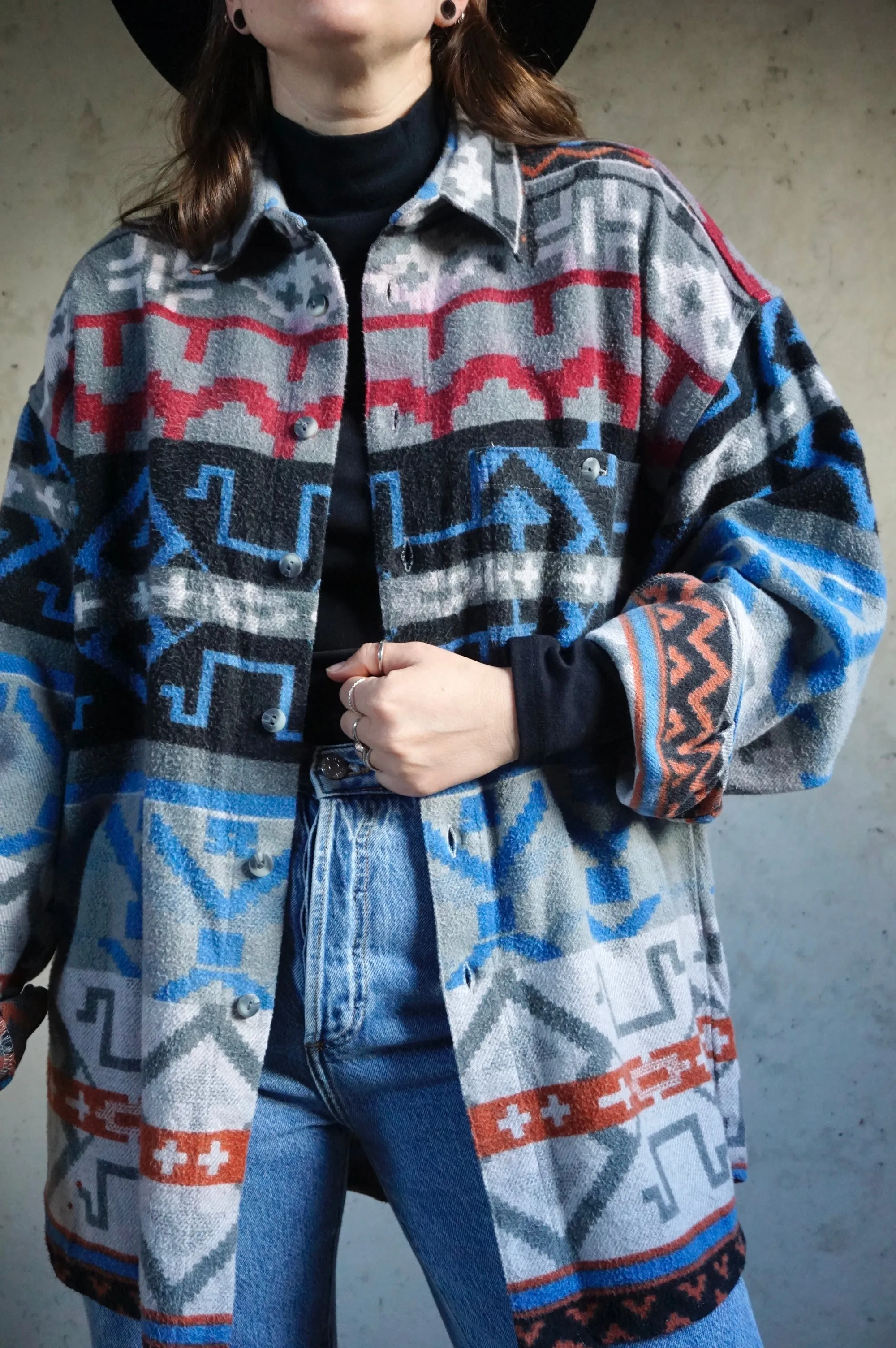 Blue comfort- Vintage Flanel blouse - Unisex - XL