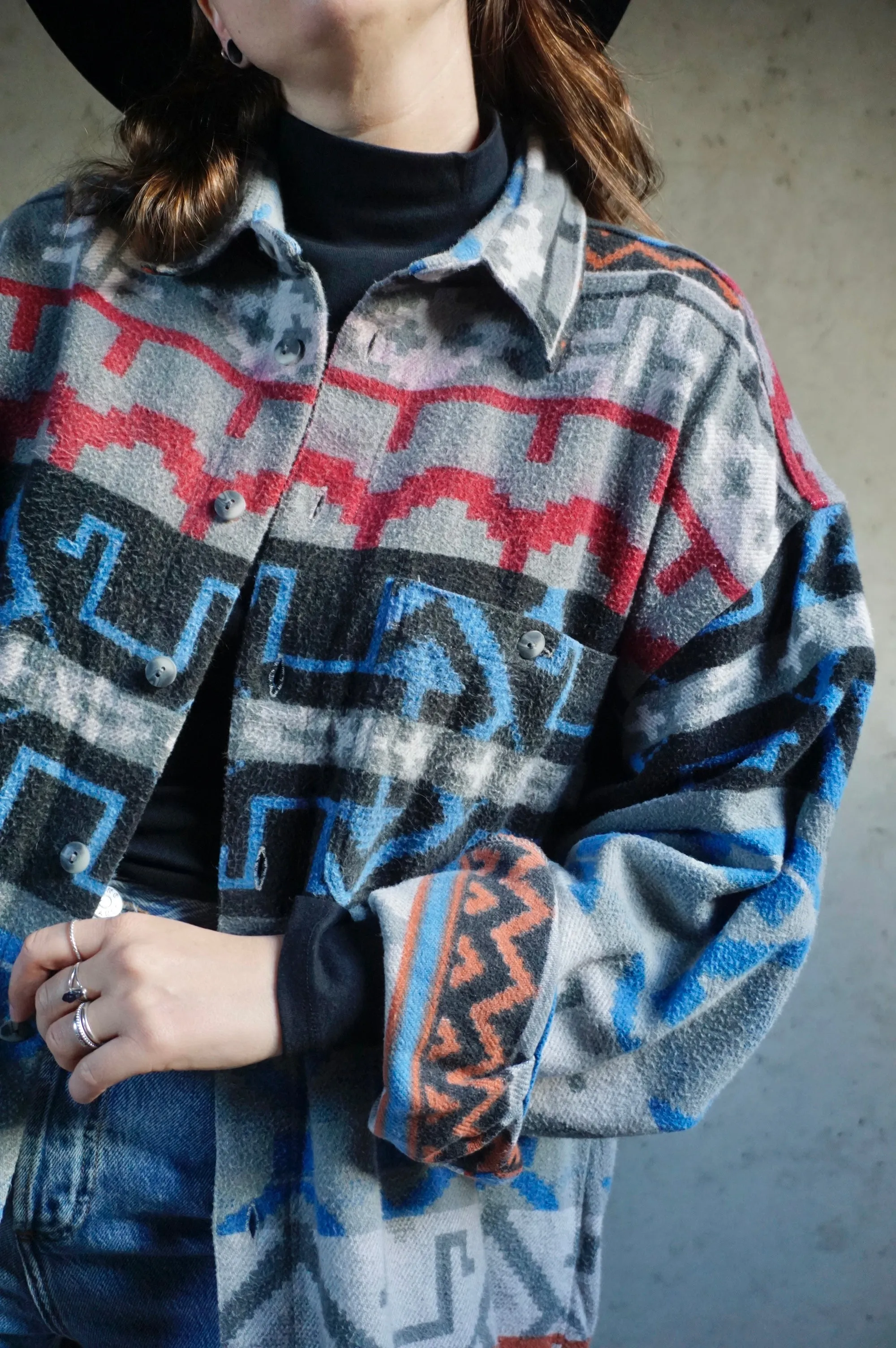 Blue comfort- Vintage Flanel blouse - Unisex - XL