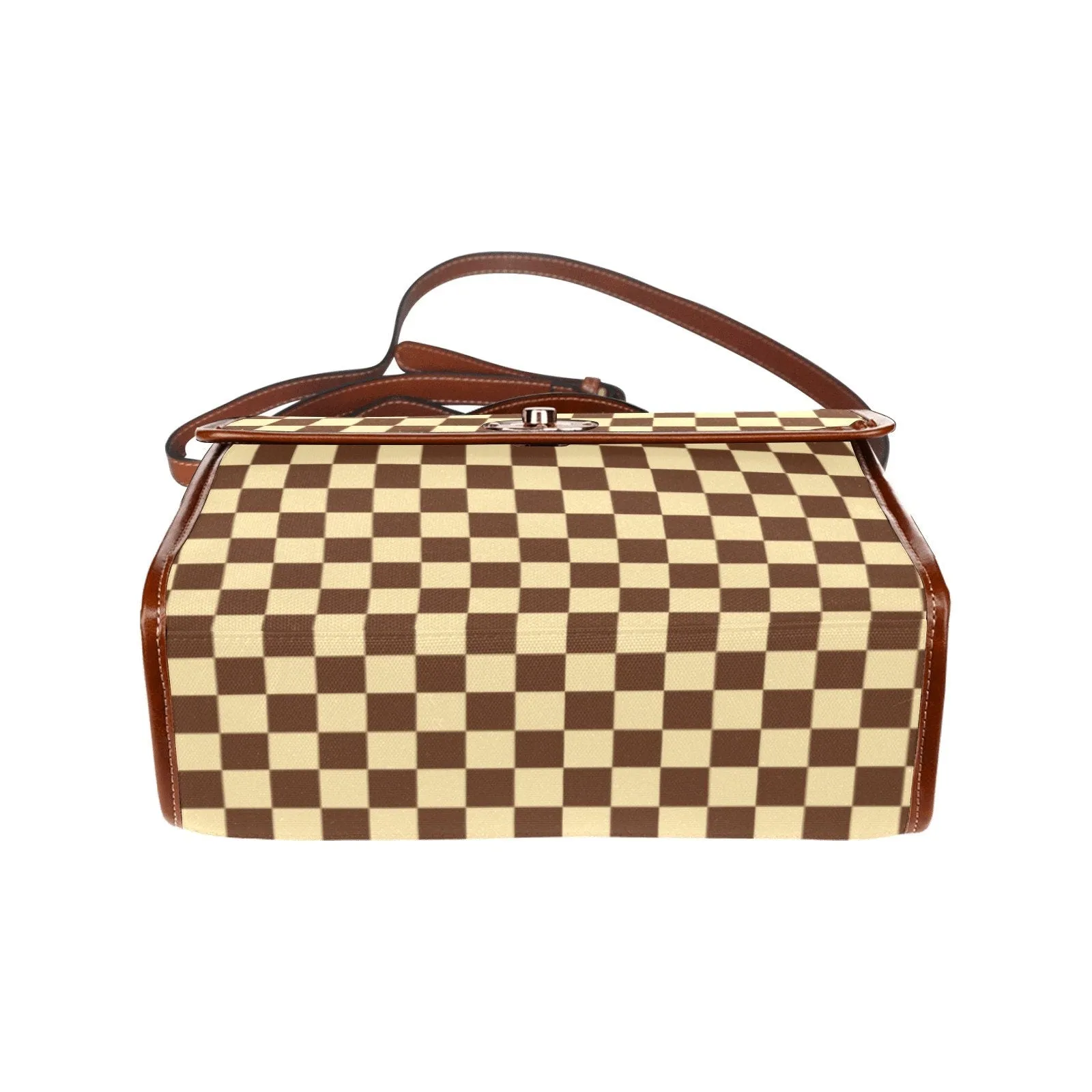 Brown Checker Handbag, Checker Bag, Brown Checker Satchel Handbag, Retro Handbag, Vintage Handbag Style, Mod 60s purse style
