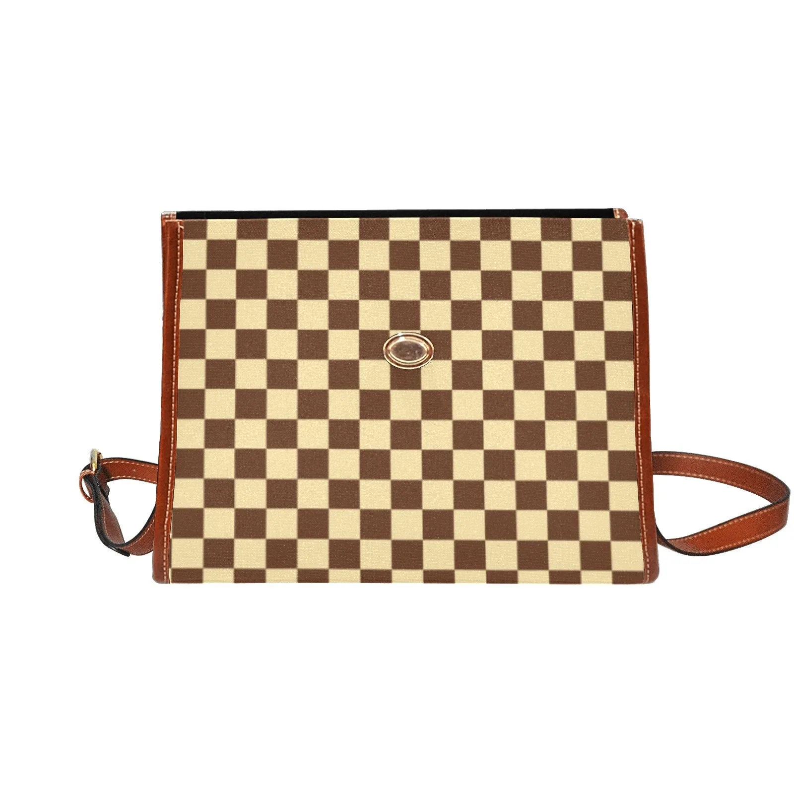 Brown Checker Handbag, Checker Bag, Brown Checker Satchel Handbag, Retro Handbag, Vintage Handbag Style, Mod 60s purse style