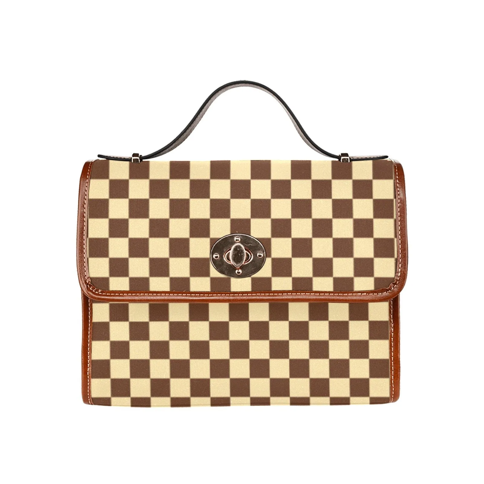 Brown Checker Handbag, Checker Bag, Brown Checker Satchel Handbag, Retro Handbag, Vintage Handbag Style, Mod 60s purse style