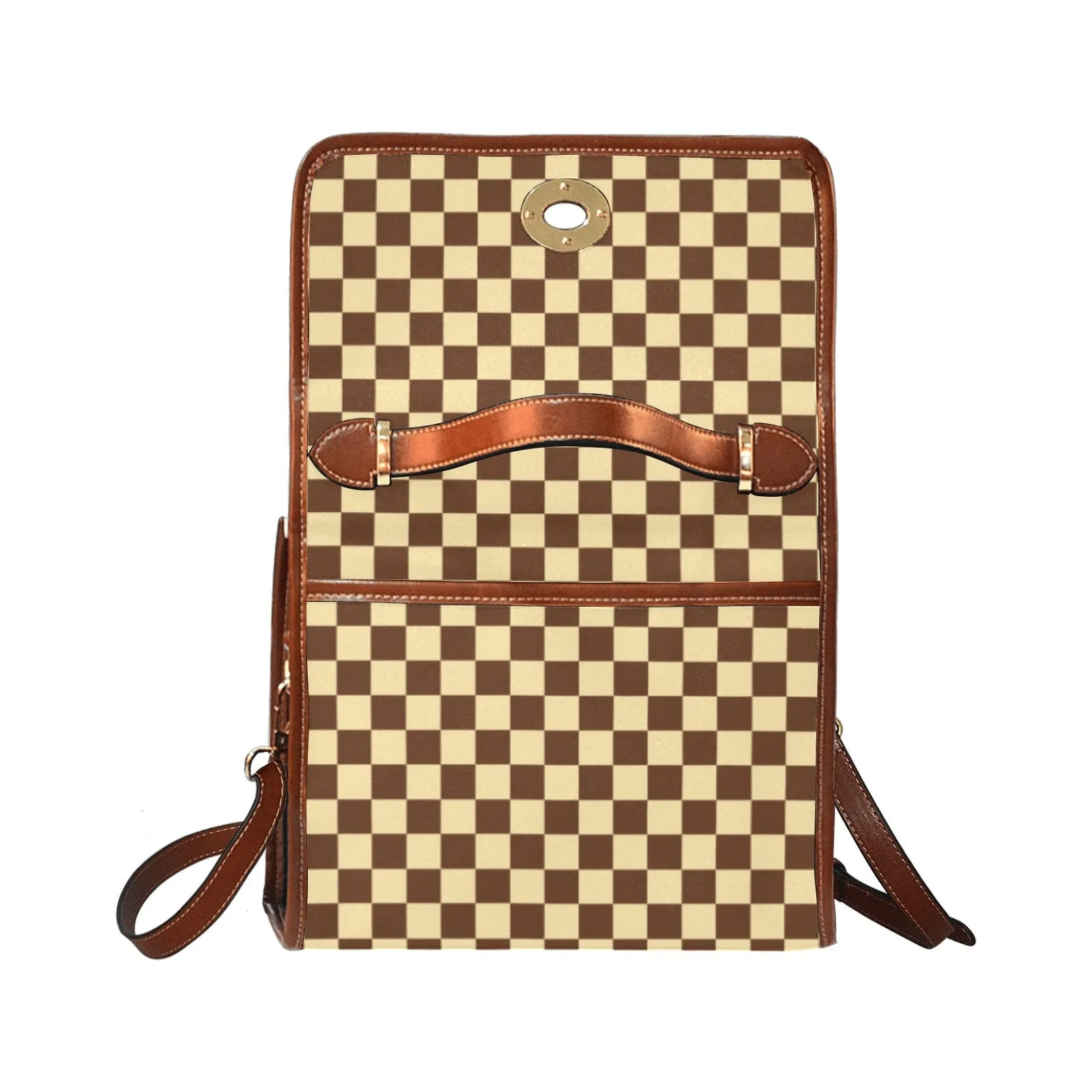 Brown Checker Handbag, Checker Bag, Brown Checker Satchel Handbag, Retro Handbag, Vintage Handbag Style, Mod 60s purse style