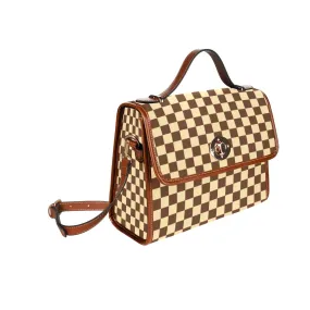 Brown Checker Handbag, Checker Bag, Brown Checker Satchel Handbag, Retro Handbag, Vintage Handbag Style, Mod 60s purse style
