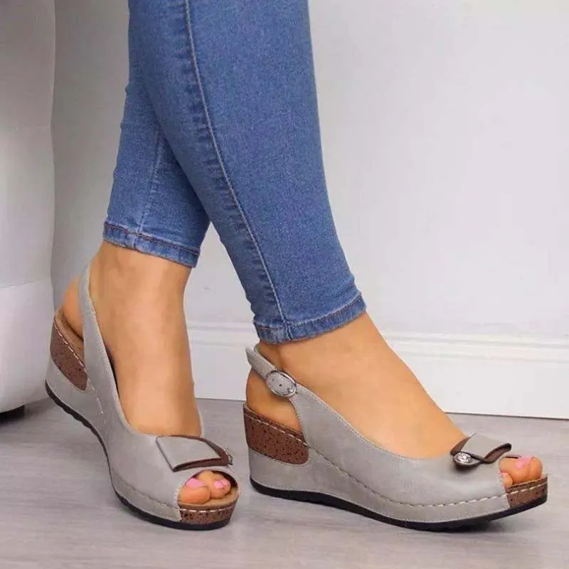 Casual Sewing Women Comfortable Ladies Retro Wedges Sandals Plus Size