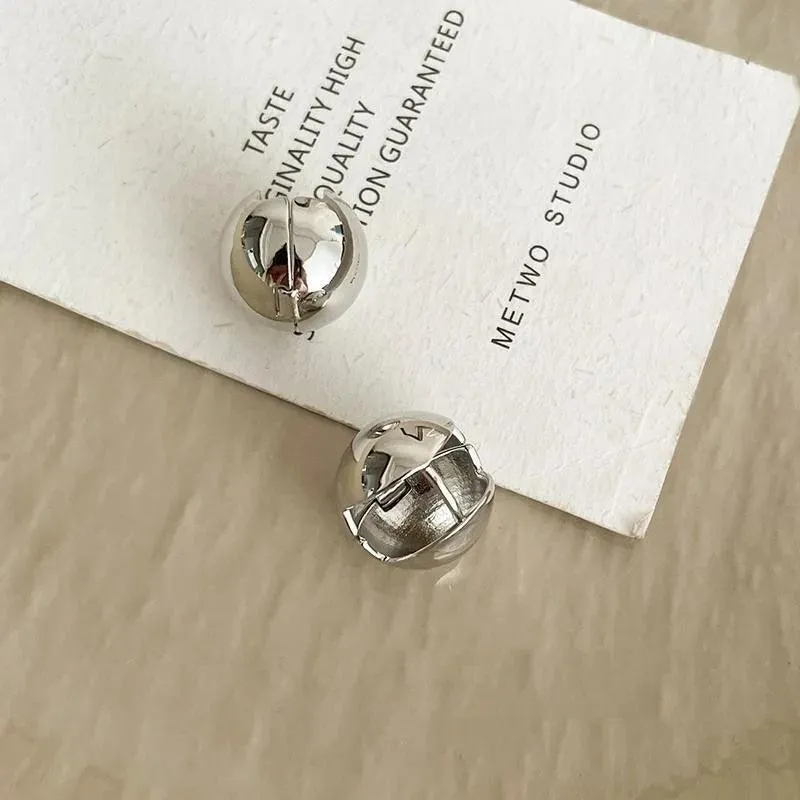 Chunky Dome Gold Teardrop Earrings: Vintage Stainless Steel Hoops