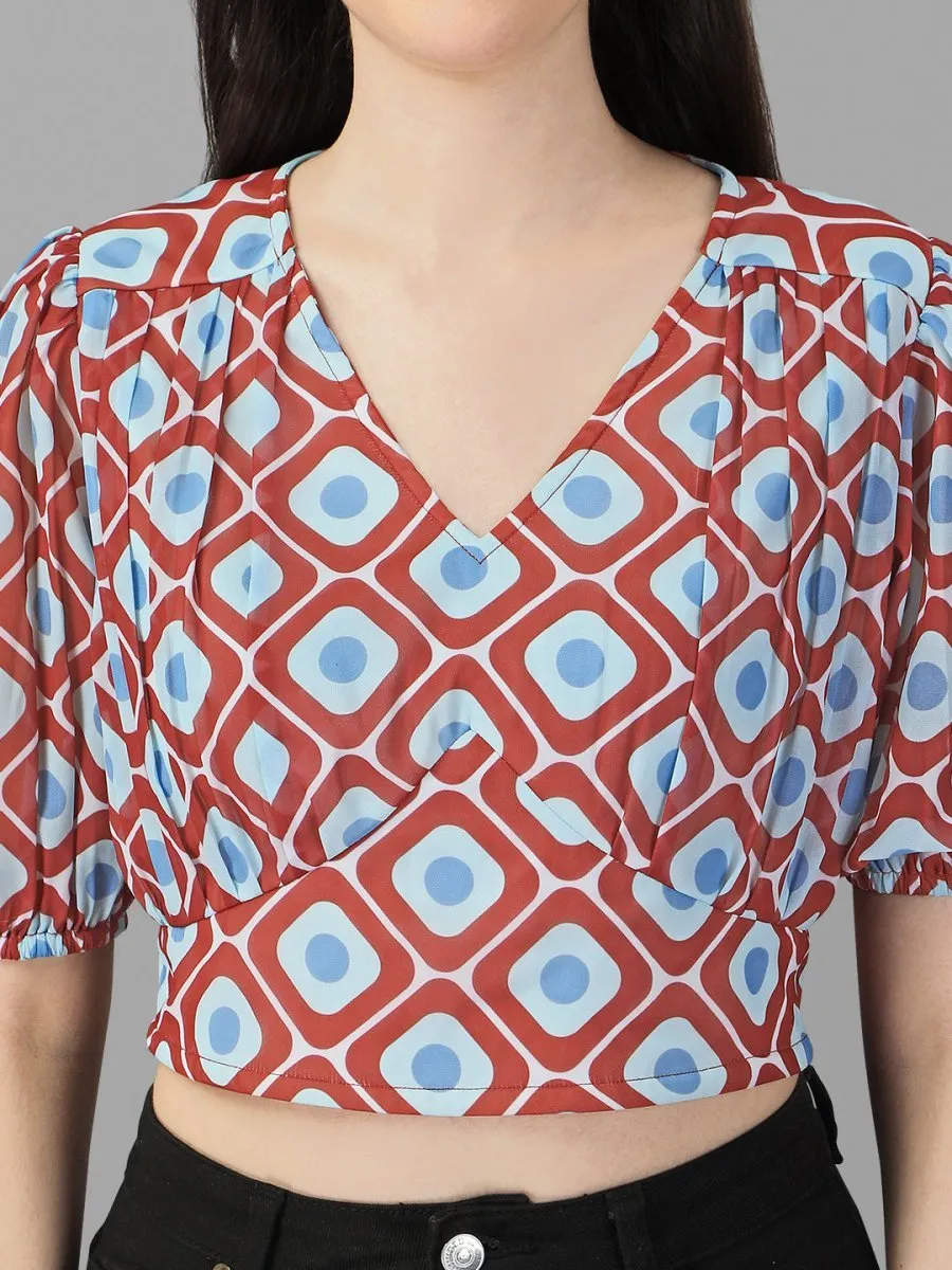 crop tops for Women western wear Maroon