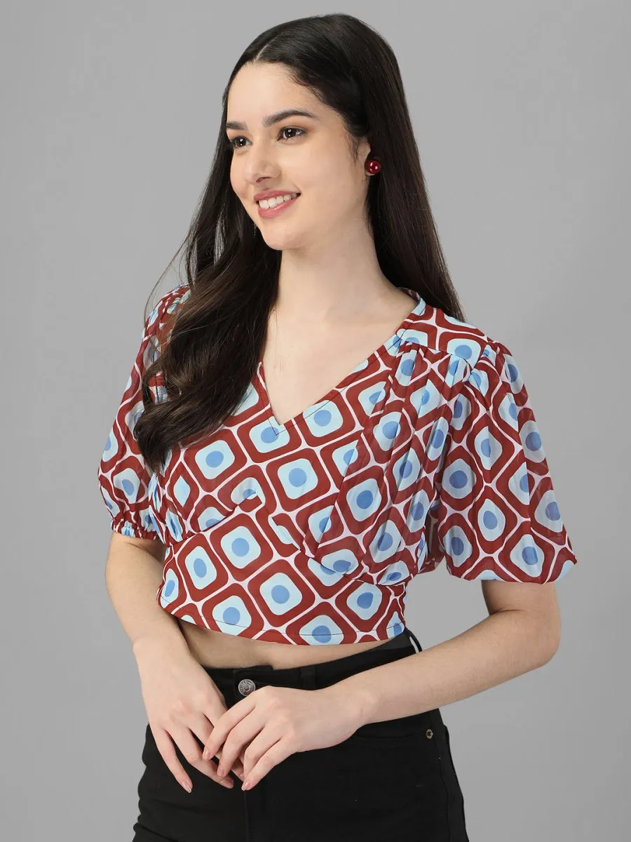 crop tops for Women western wear Maroon