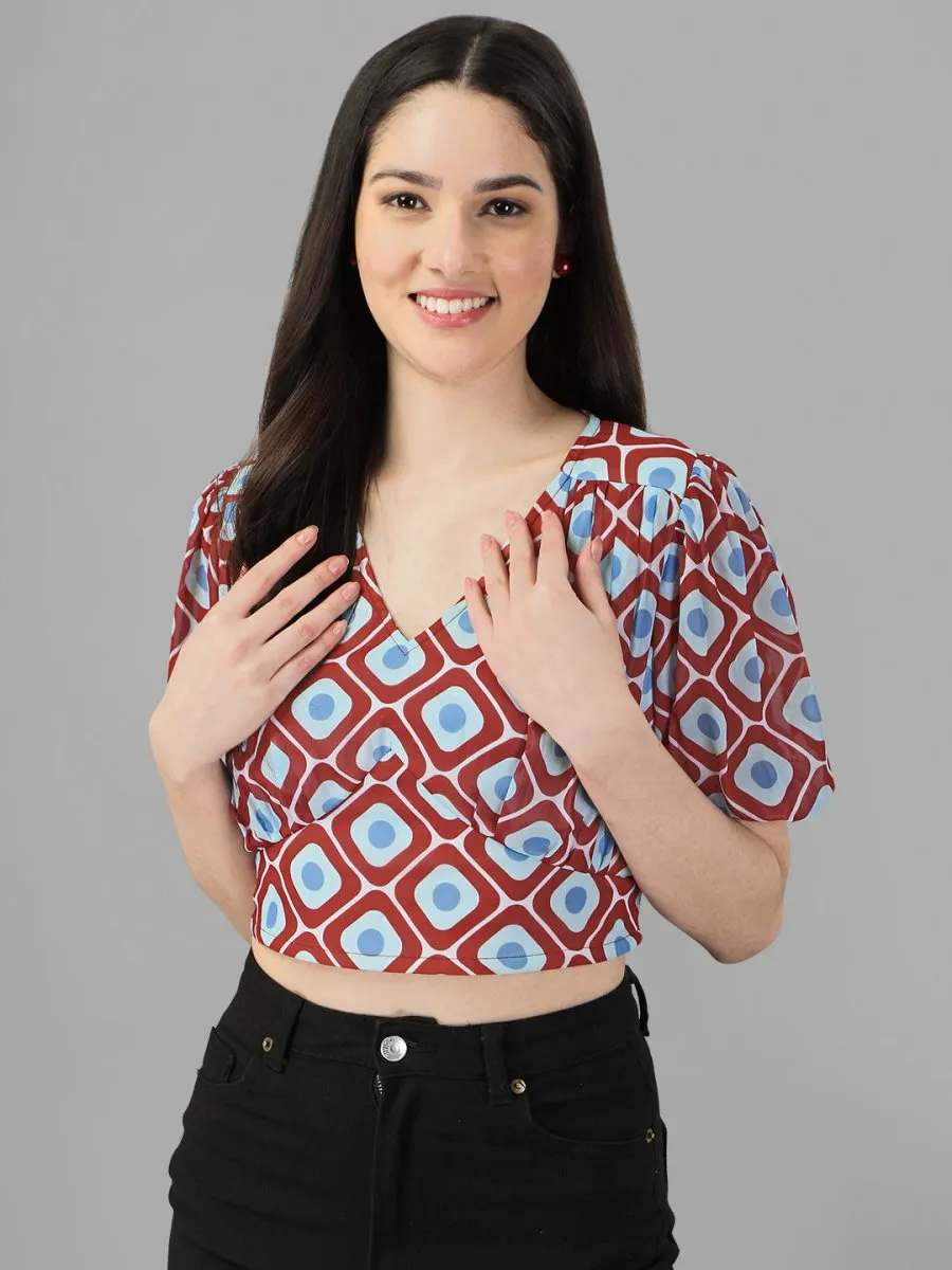 crop tops for Women western wear Maroon