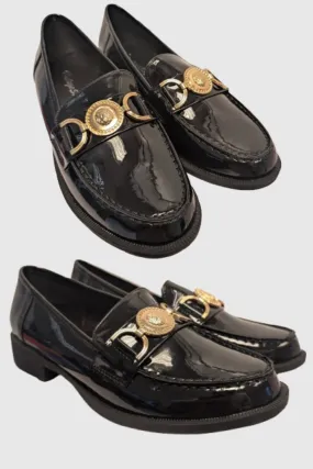 DESIGNER BLACK PATENT SLIP ON LOAFER