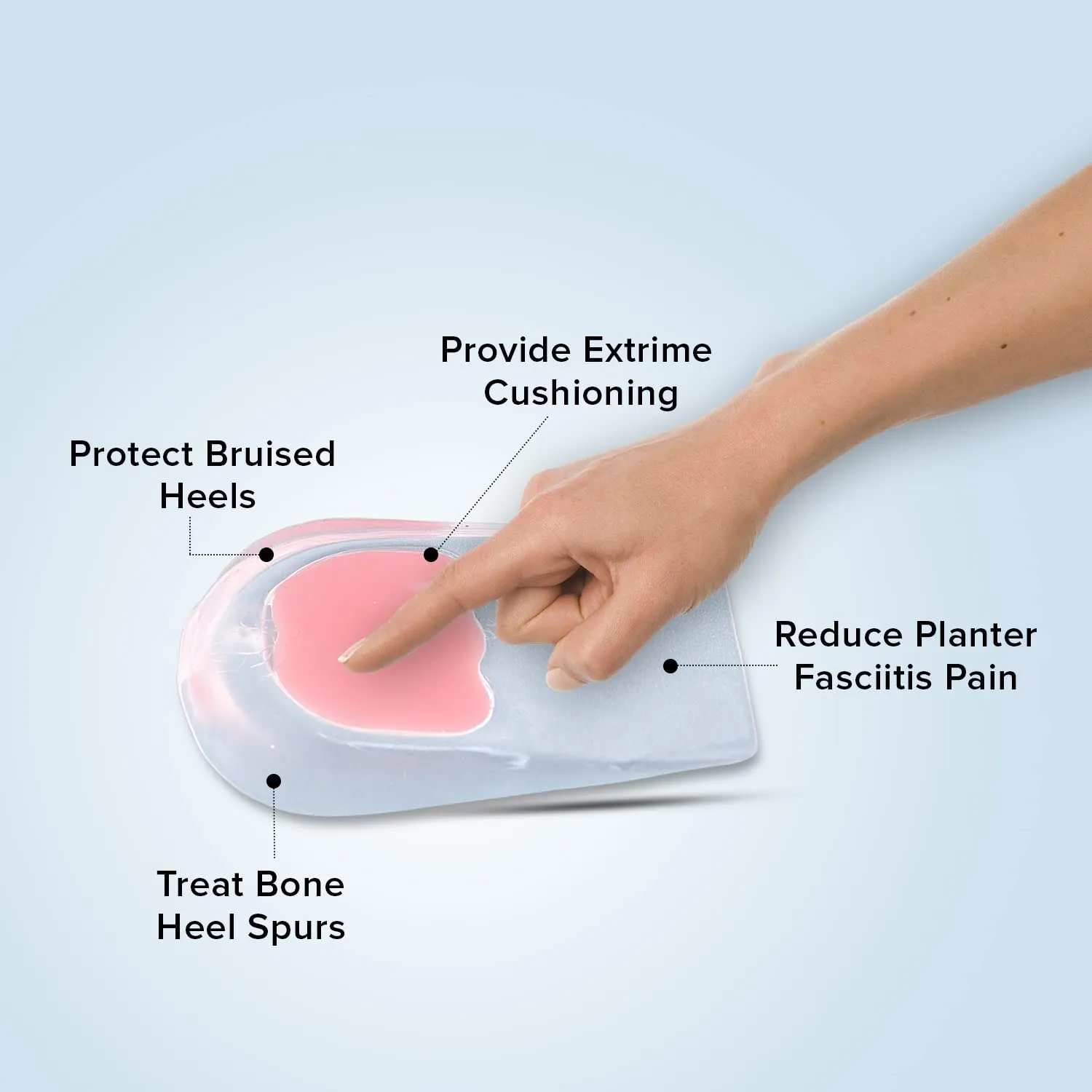 Dr Foot Gel Heel Cups Pair | Cushion & Soft Heel Pads For Heel Pain, Plantar Fasciitis, Ankle Pain & Achilles Pain | All Day Comfort & Shock Absorbing Support | For Women– 1 Pair (Pack of 10)