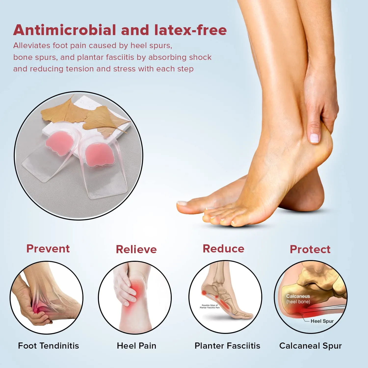 Dr Foot Gel Heel Cups Pair | Cushion & Soft Heel Pads For Heel Pain, Plantar Fasciitis, Ankle Pain & Achilles Pain | All Day Comfort & Shock Absorbing Support | For Women– 1 Pair (Pack of 10)