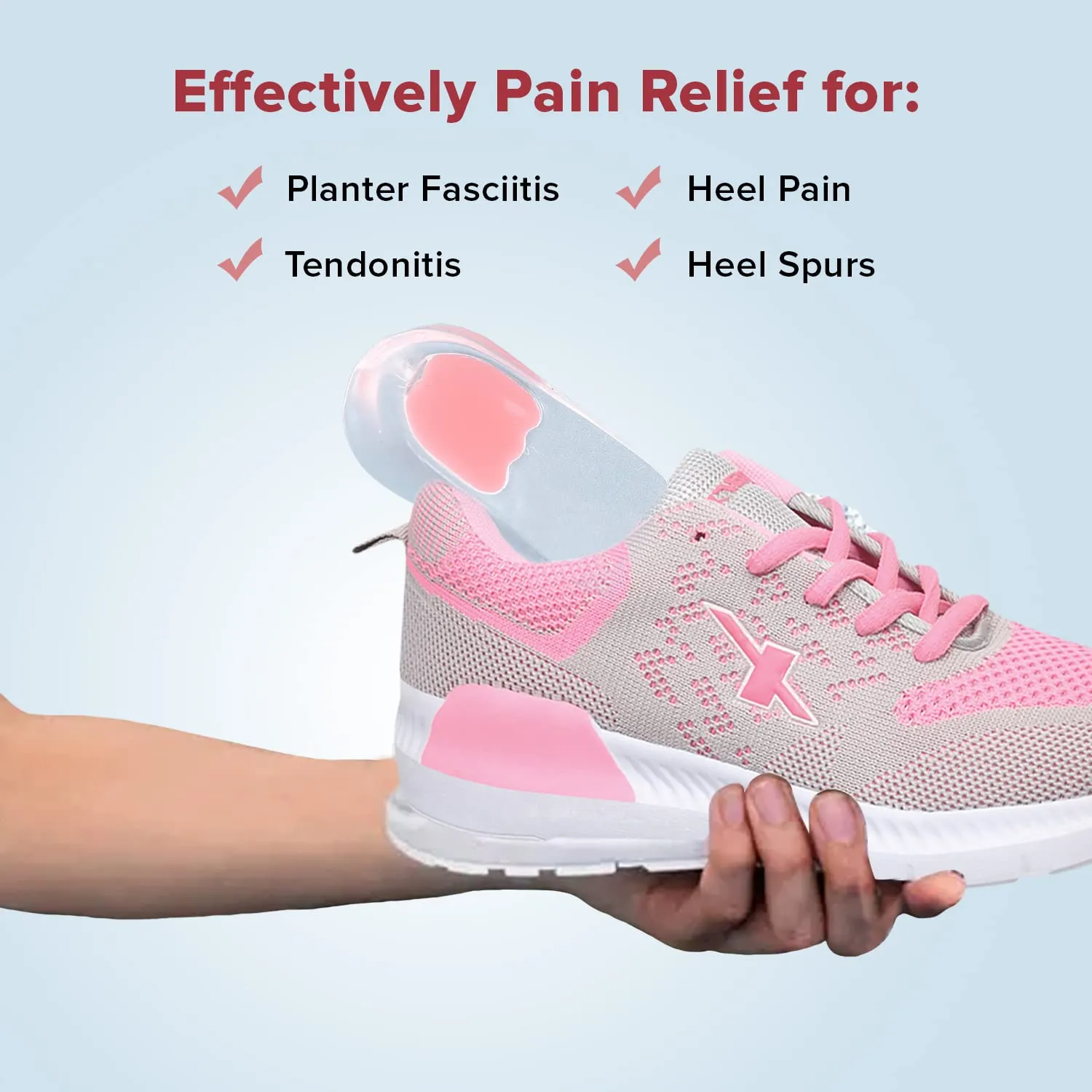 Dr Foot Gel Heel Cups Pair | Cushion & Soft Heel Pads For Heel Pain, Plantar Fasciitis, Ankle Pain & Achilles Pain | All Day Comfort & Shock Absorbing Support | For Women– 1 Pair (Pack of 10)
