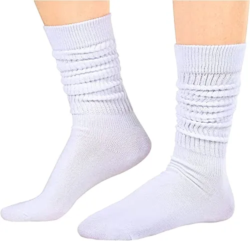 Fashion Vintage 80s Gifts, 90s Gifts, Fun Cute Colorful Slouch Socks for Women Girls, Scrunch Socks Women, Cotton Long High Tube Socks, Extra Tall and Heavy Socks 4 Pairs