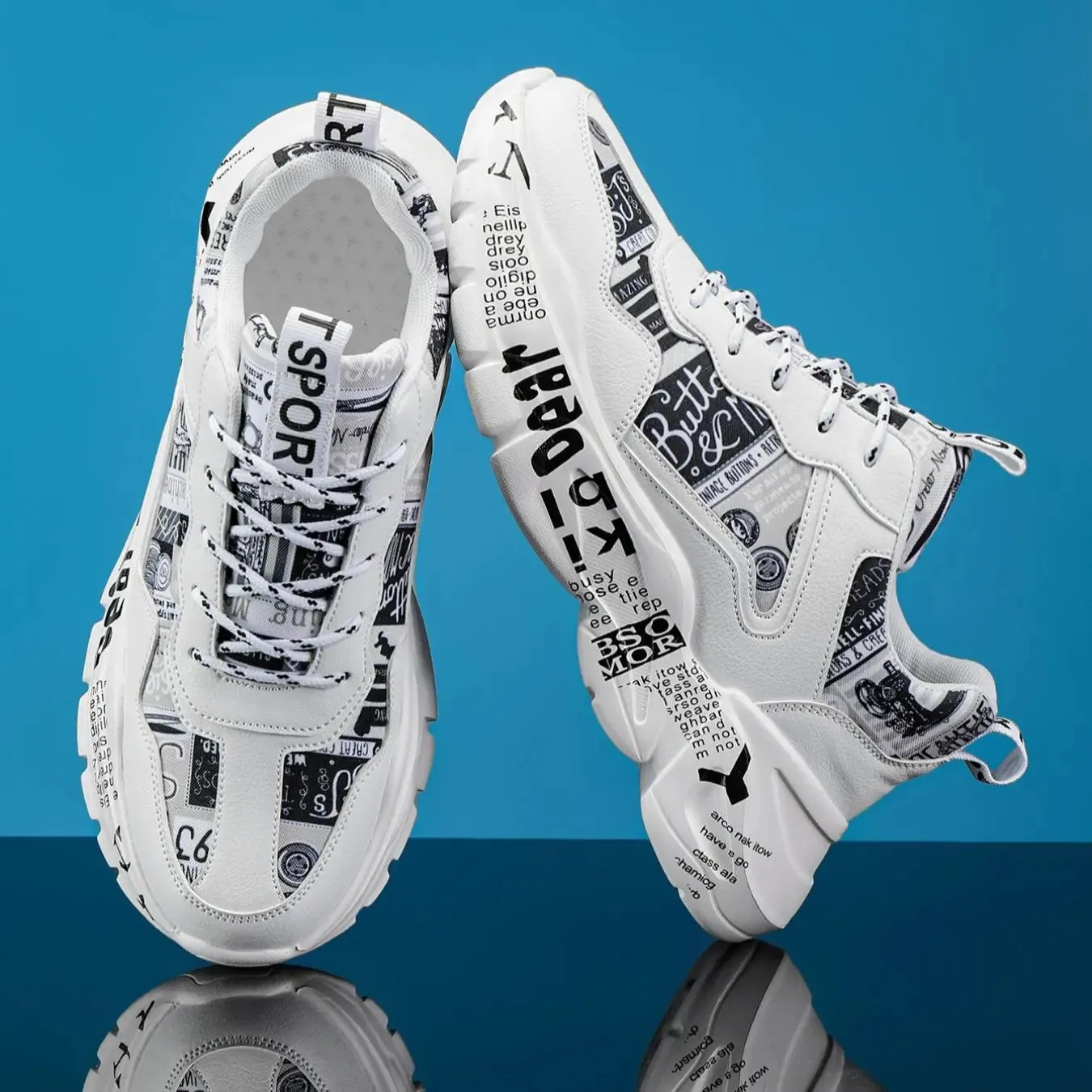 Fashionable Letter Pattern Mesh Sneakers