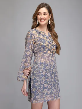 Grey hand embroidered cotton tunic