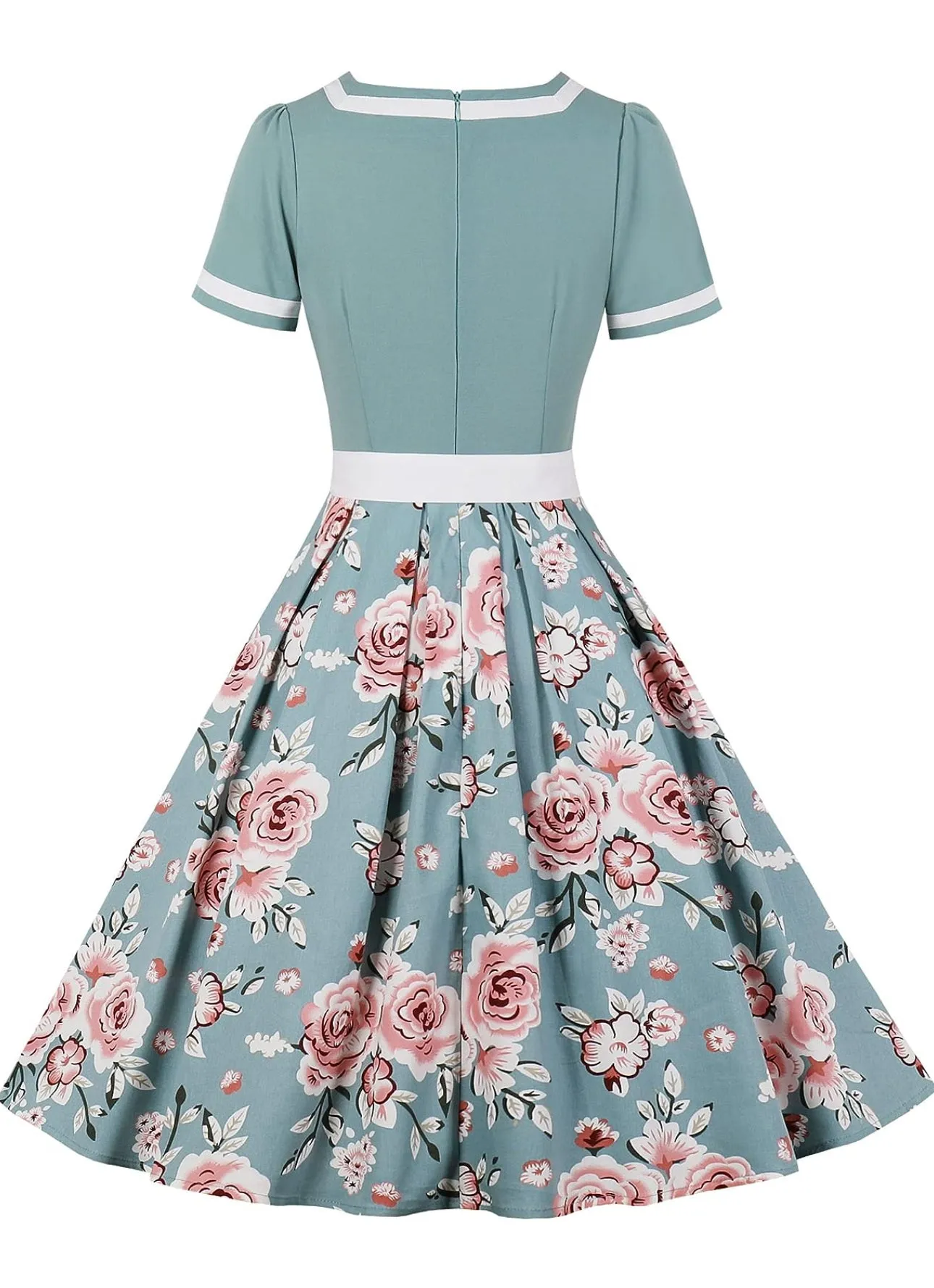 Hepburn Inspired Floral Bottom Swing Dress (US Sizes Small - 4XLarge)