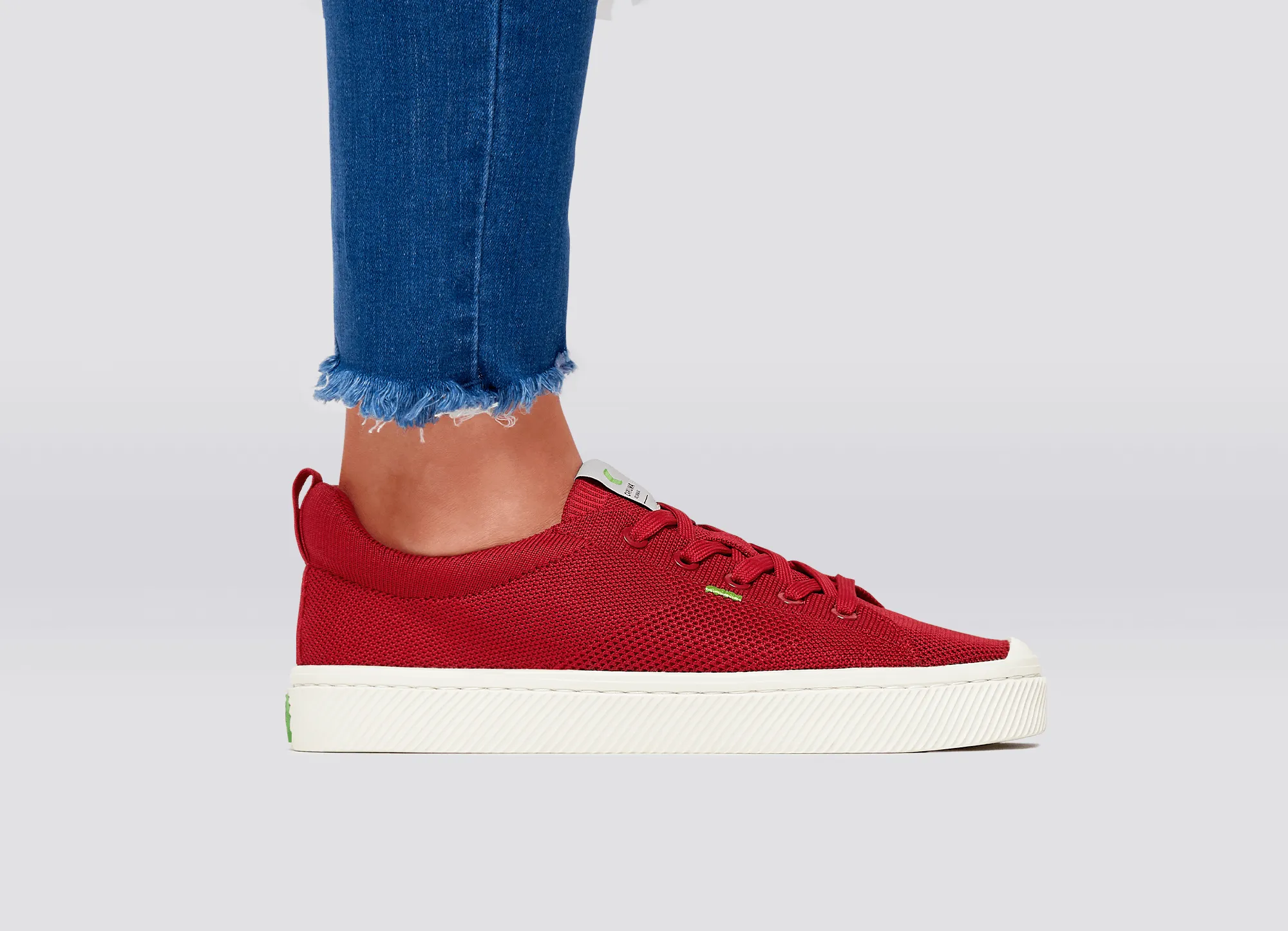 IBI Low Raw Red Knit Sneaker Women