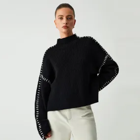 Isla - Stitched High Neck Jumper