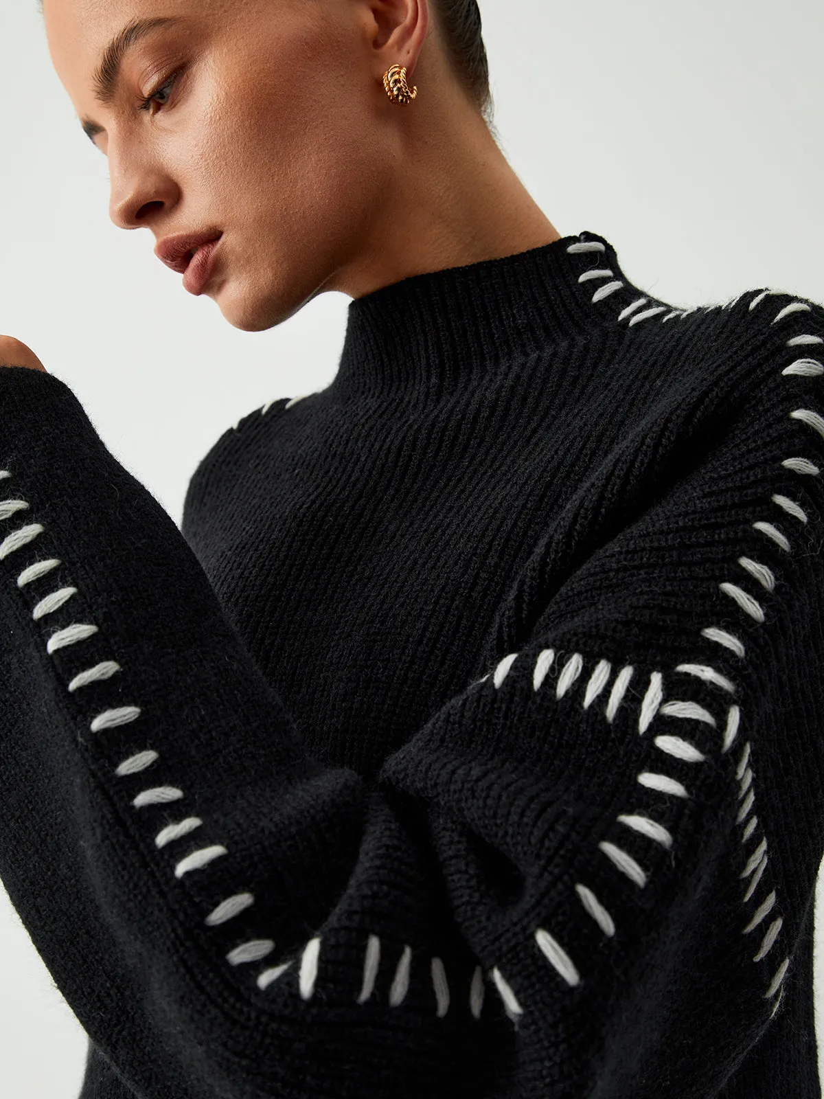 Isla - Stitched High Neck Jumper