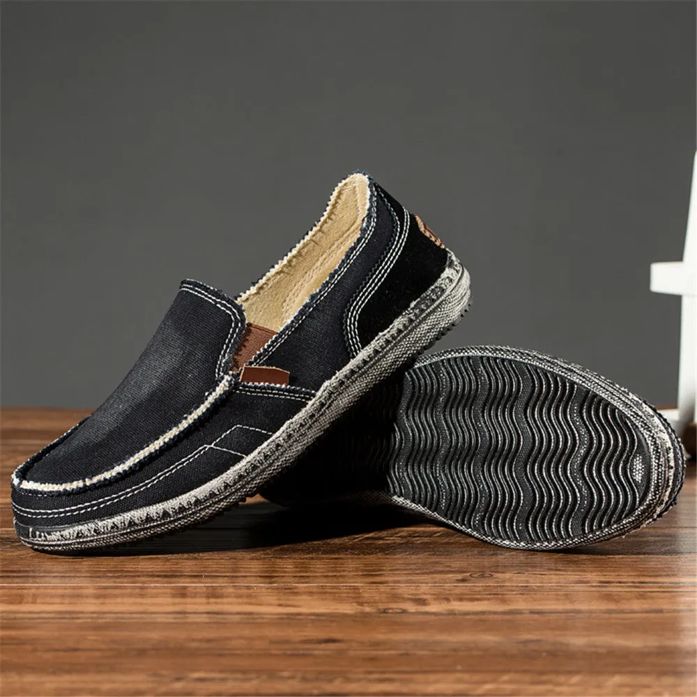 Mens Canvas Shoes Vintage Breathable Slip on Loafers for Walking | runandup