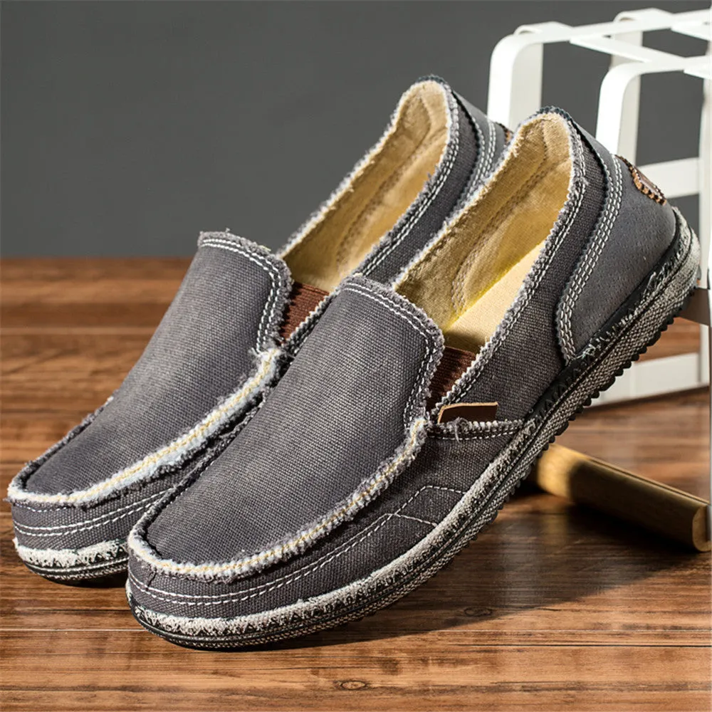 Mens Canvas Shoes Vintage Breathable Slip on Loafers for Walking | runandup