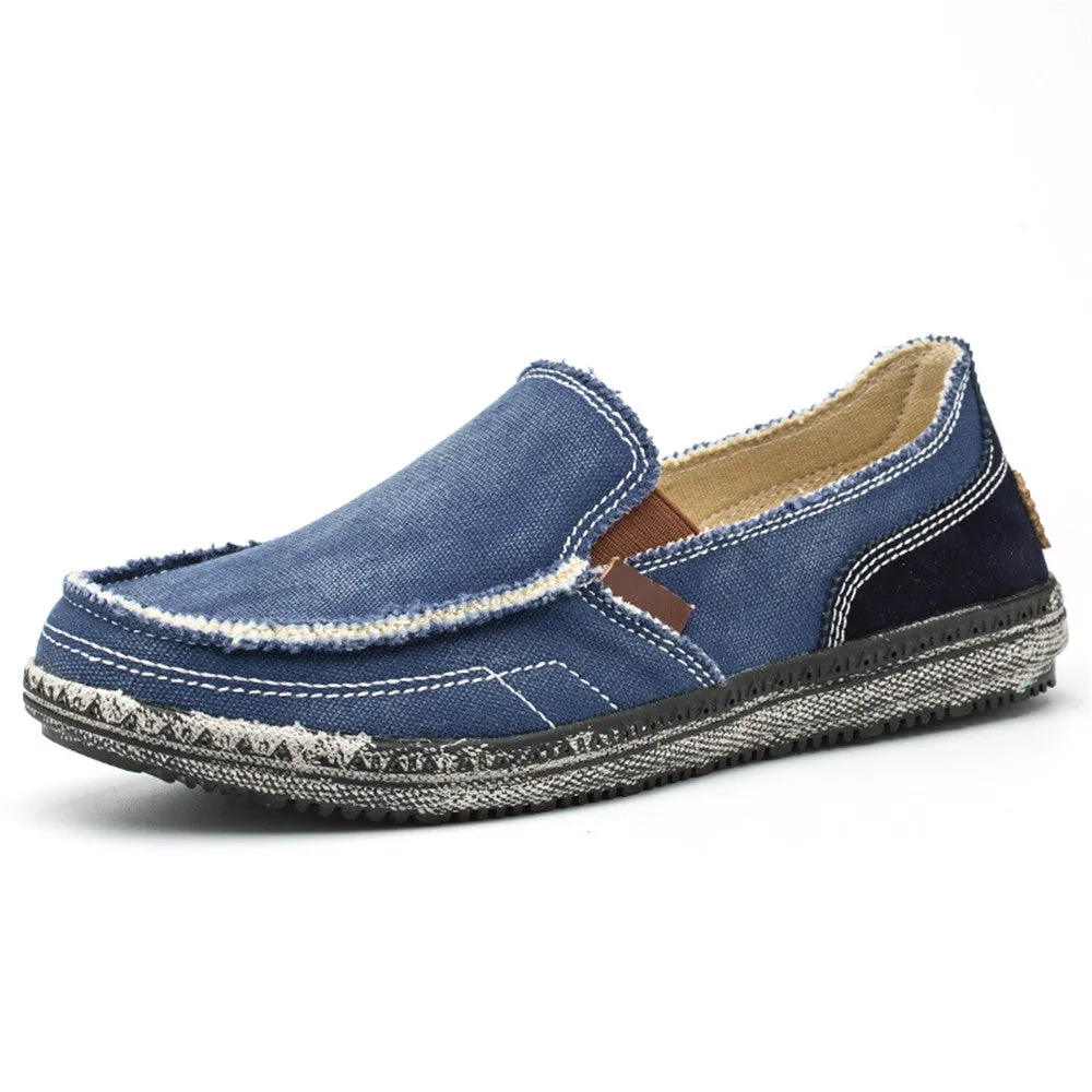 Mens Canvas Shoes Vintage Breathable Slip on Loafers for Walking | runandup