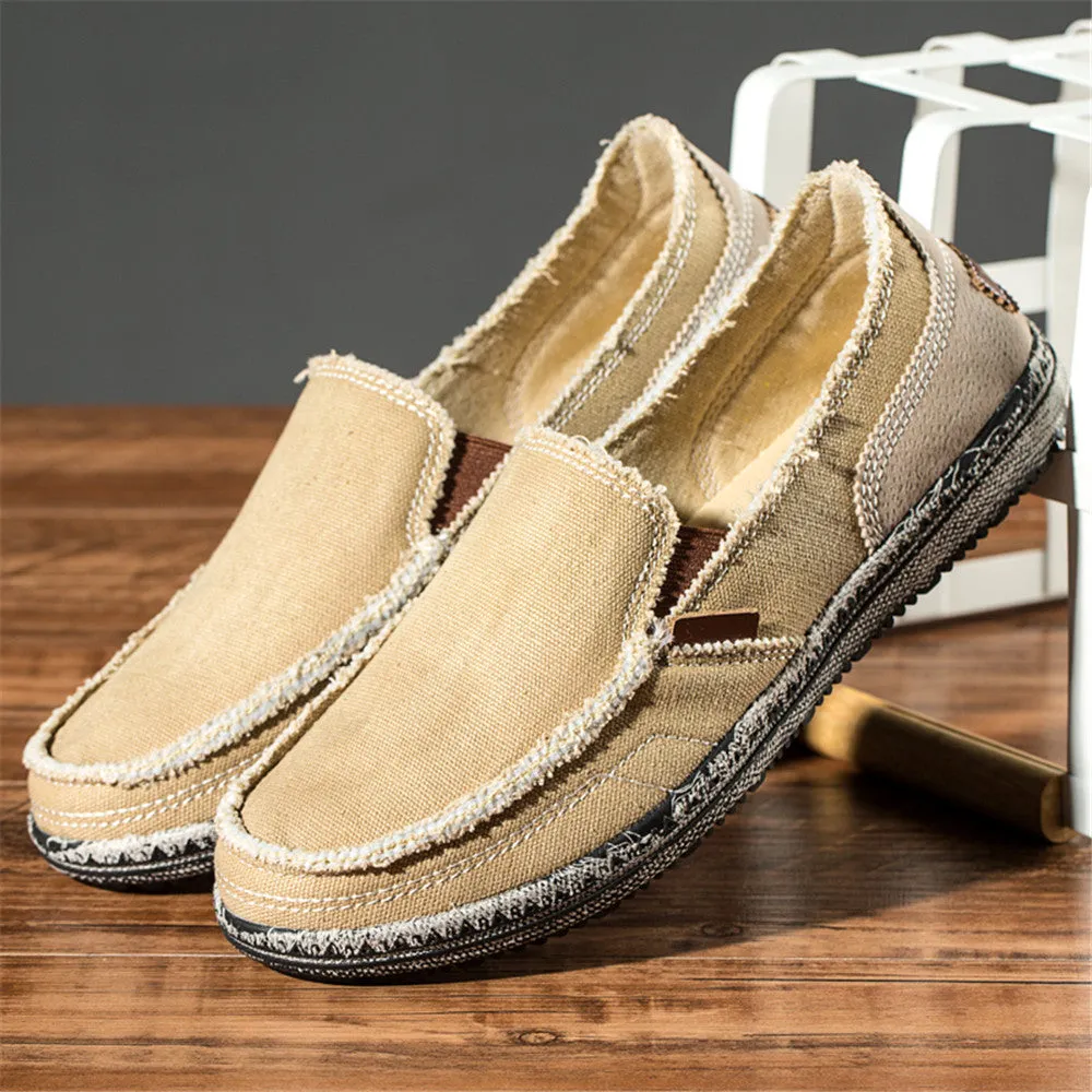 Mens Canvas Shoes Vintage Breathable Slip on Loafers for Walking | runandup