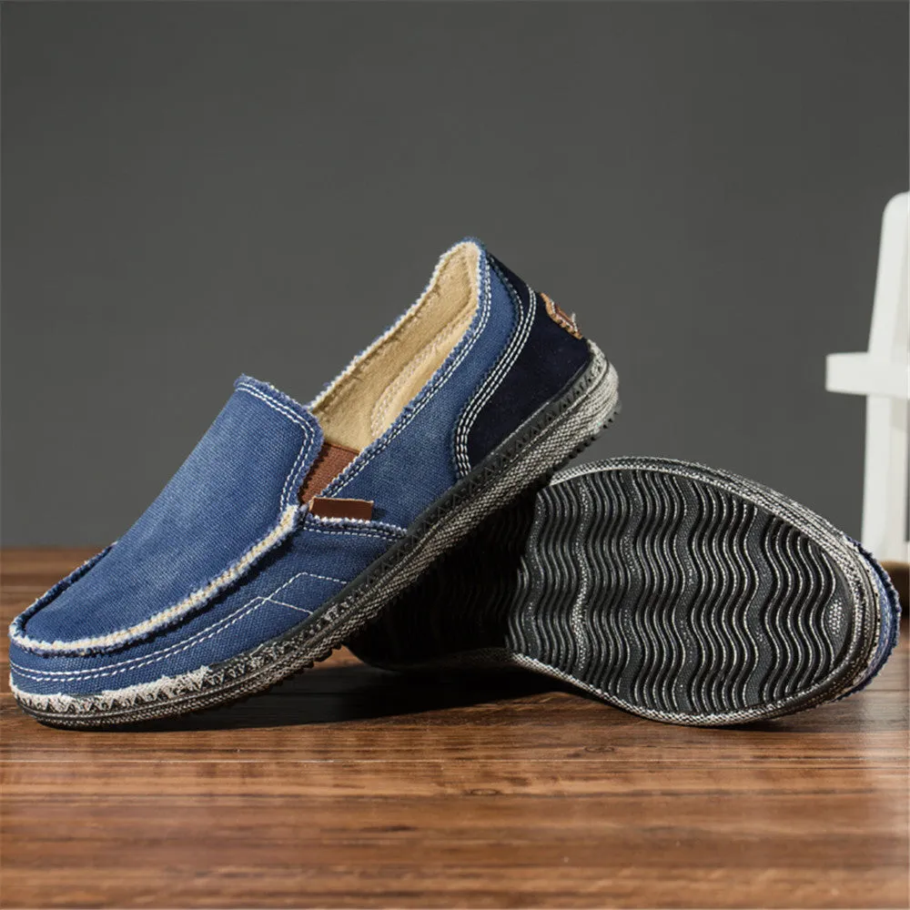 Mens Canvas Shoes Vintage Breathable Slip on Loafers for Walking | runandup